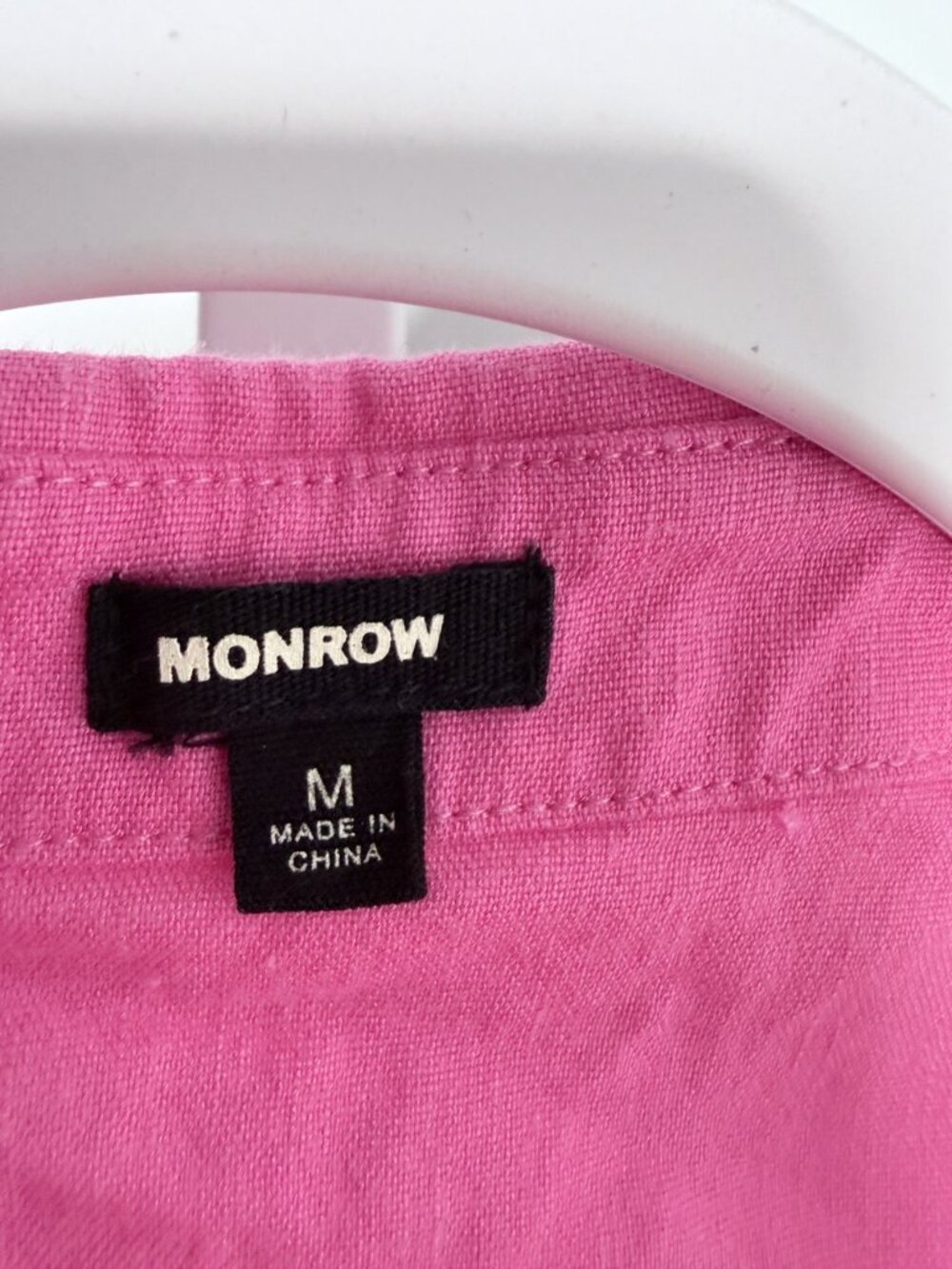 Monrow Hot Pink Linen Blend Sleeveless Button Front Crop Top Collared M - Picture 4 of 8